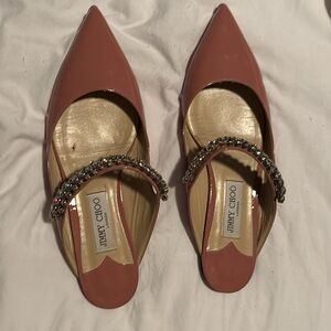 Jimmy Choo Bing embellished strap flat pumps